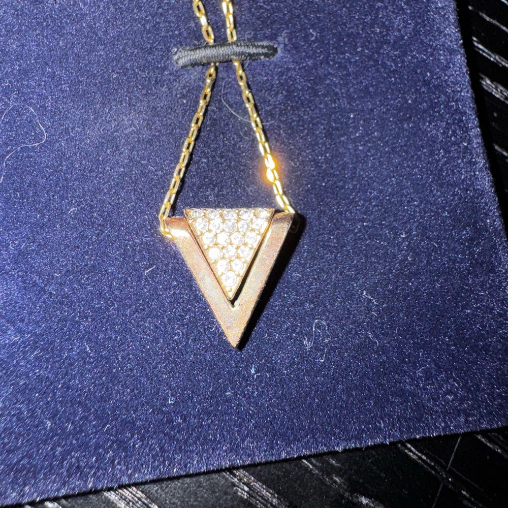 Swarovski Gold Delta Pendant Necklace